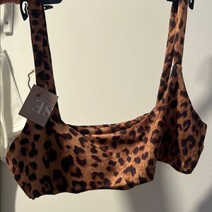Leopard Print Bralette Top - Brown
